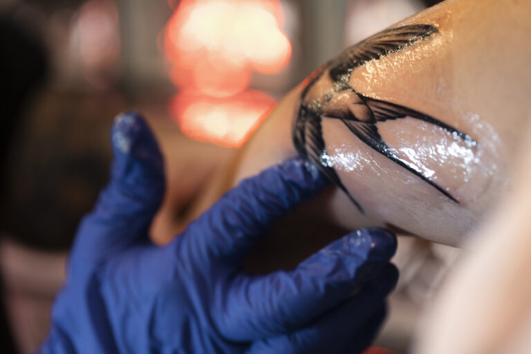 Professional tattoo protection film is used for healthy tattoo healing at Inkdelics by Ben in Amritsar.